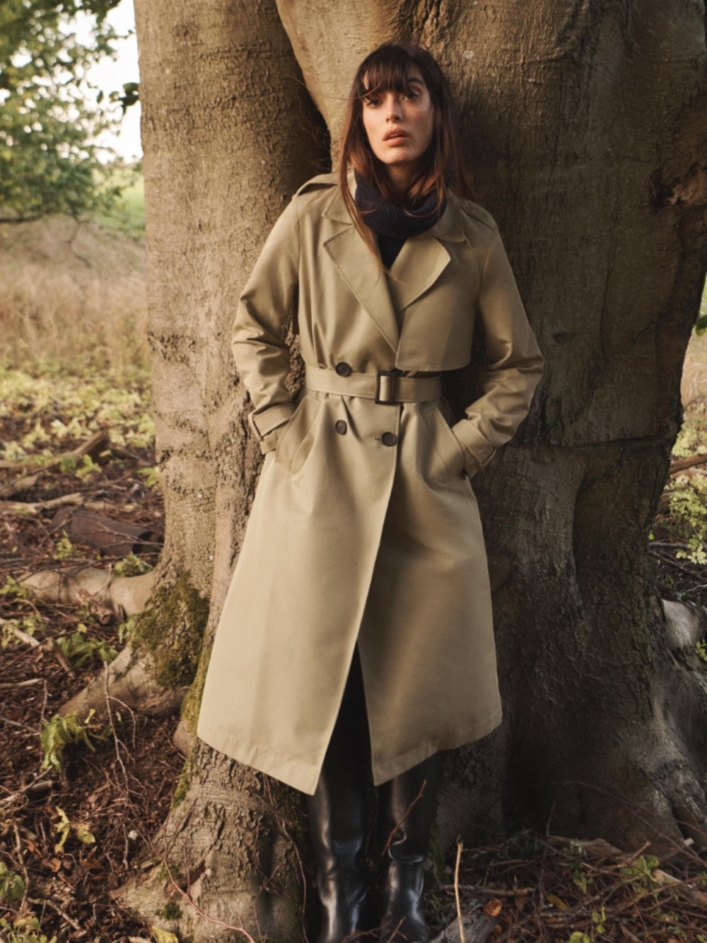 NWT Zara Long Trench Coat with Belt, Medium
